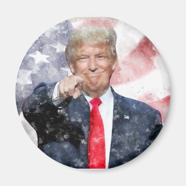 Donald Trump pointing with American flag Magnet (Front)