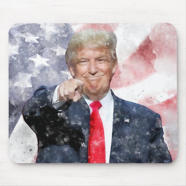 Donald Trump pointing with American flag Mouse Pad (Front)