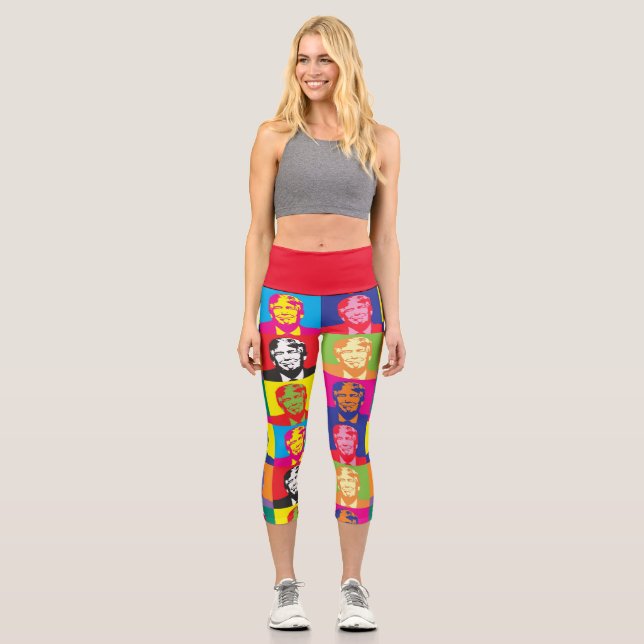DONALD TRUMP POP ART CAPRI YOGA LEGGINGS (Front)