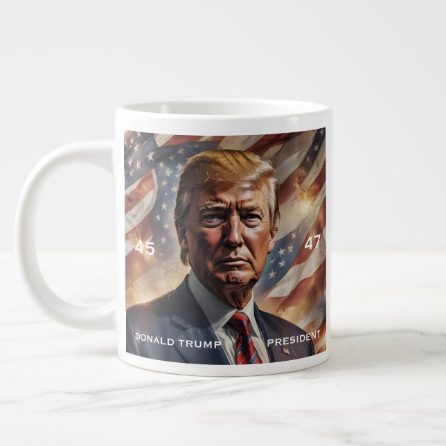 Donald Trump Presdent Portrait Large Coffee Mug (Left)