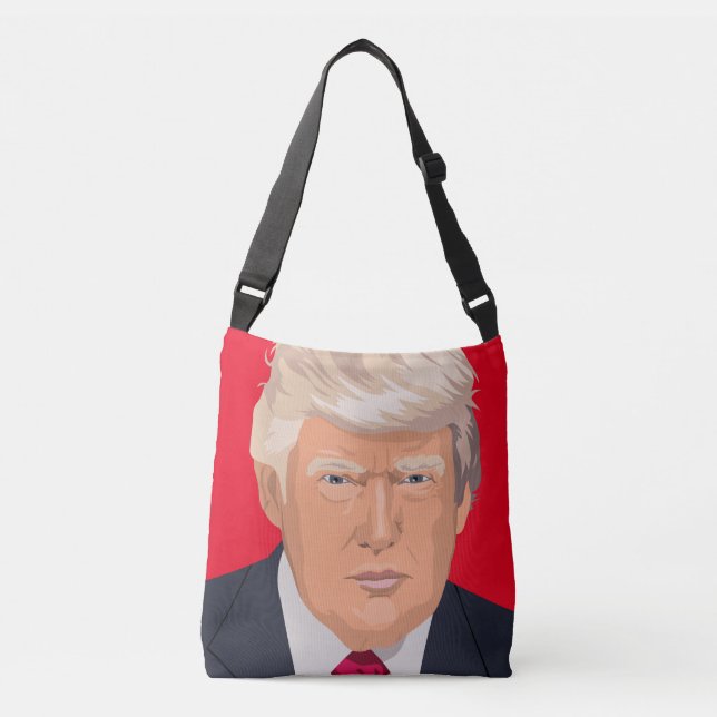 DONALD TRUMP PURSE, ALL OVER PRINT CROSSBODY BAG  (Front)