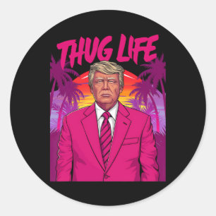 Donald Trump Retro Vintage Vibe Pink Funny Art Art Classic Round Sticker