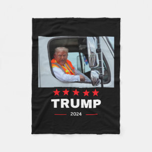 Donald Trump Rides In Garbage Truck 2 Fleece Blanket