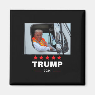 Donald Trump Rides In Garbage Truck Magnet