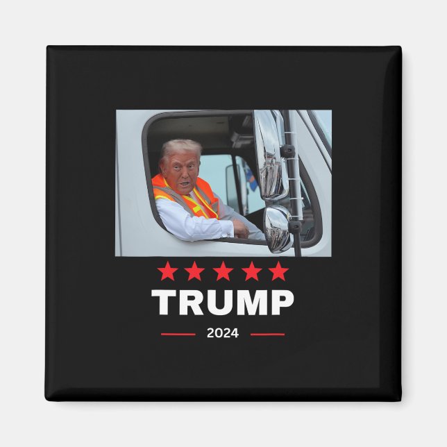 Donald Trump Rides In Garbage Truck  Magnet (Front)