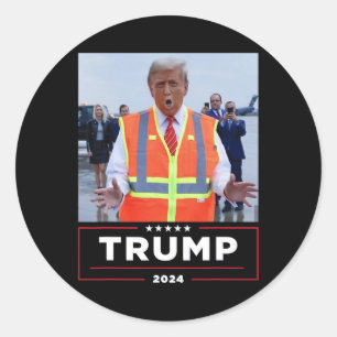Donald Trump Rides In Garbage Truck Shirt Garbage Classic Round Sticker