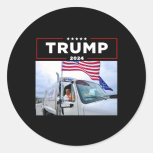 Donald Trump Rides In Garbage Truck Shirt Garbage Classic Round Sticker
