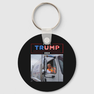 Donald Trump Rides In Garbage Truck Shirt Garbage Key Ring