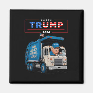 Donald Trump Rides In Garbage Truck Shirt Garbage  Magnet