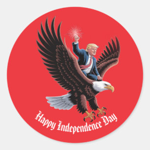 Donald Trump Riding Patriotic Eagle Art Custom Classic Round Sticker