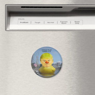 Donald Trump Rubber Yellow Duck Round Magnet
