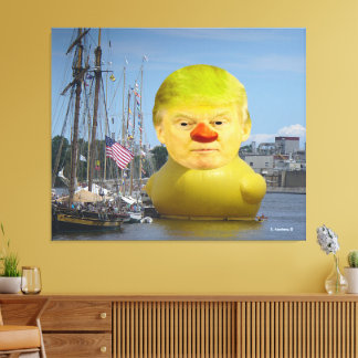 Donald Trump Rubber Yellow Duck Wrapped Canvas