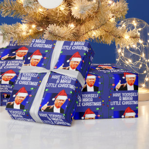  DONALD TRUMP SANTA HAT CHRISTMAS MAGA  WRAPPING PAPER
