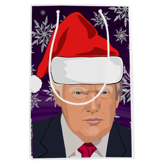 DONALD TRUMP SANTA HAT CHRISTMAS  MEDIUM GIFT BAG (Front)