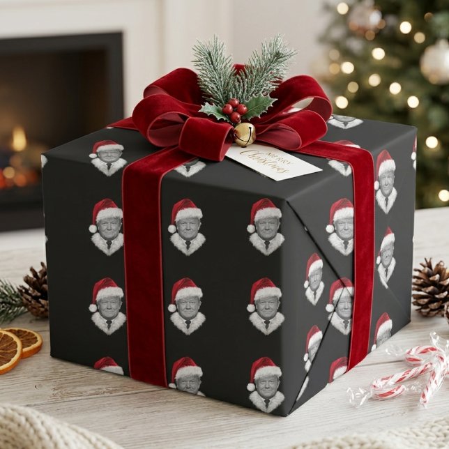 Donald Trump Santa Hat Christmas Pattern Wrapping Paper (Creator Uploaded)