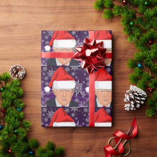 DONALD TRUMP SANTA HAT CHRISTMAS Wrapping Paper