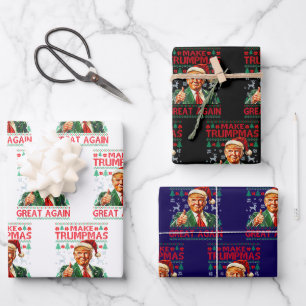 Donald Trump Santa hat Make Christmas Great Again Wrapping Paper Sheet