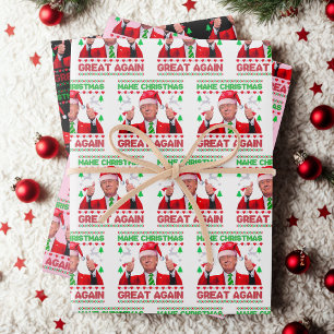 Donald Trump Santa Hat Make Christmas Great Again Wrapping Paper Sheet