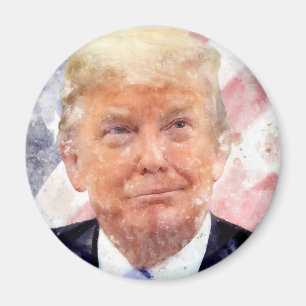 Donald Trump smiling with American flag Magnet