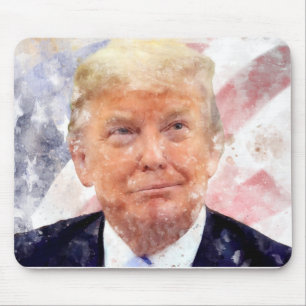 Donald Trump smiling with American flag Mouse Pad