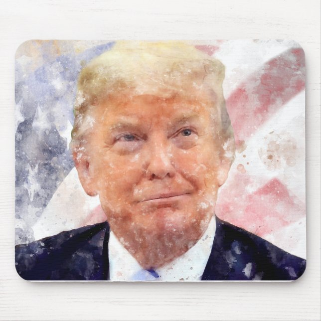 Donald Trump smiling with American flag Mouse Pad (Front)
