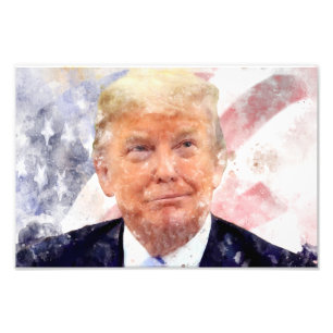 Donald Trump smiling with American flag Photo Print