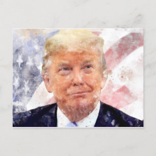 Donald Trump smiling with American flag Postcard