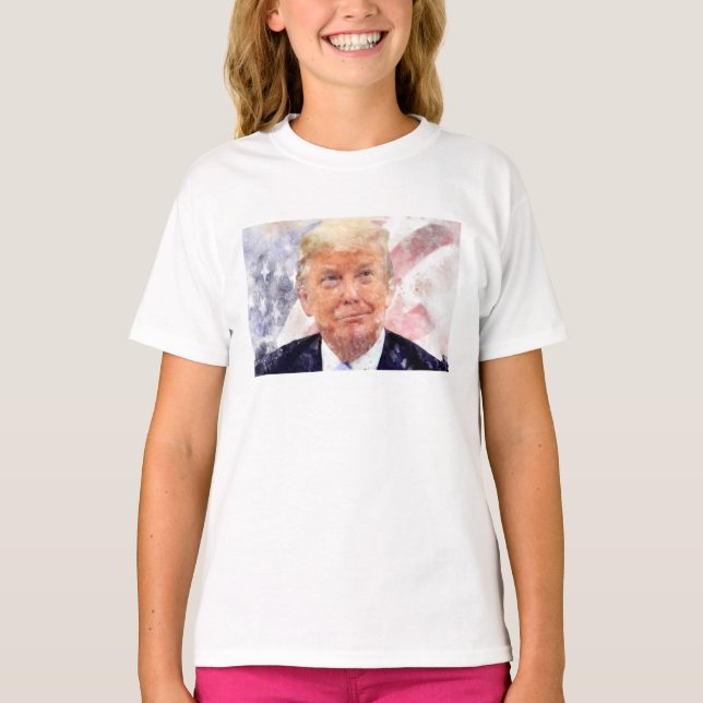 Donald Trump smiling with American flag T-Shirt (Front)