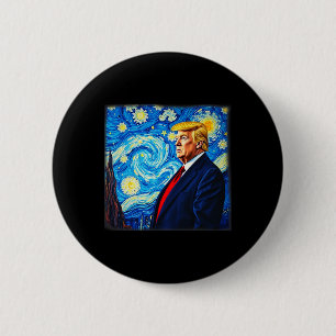 Donald Trump Starry Night Art Van Gogh Style Polit 6 Cm Round Badge