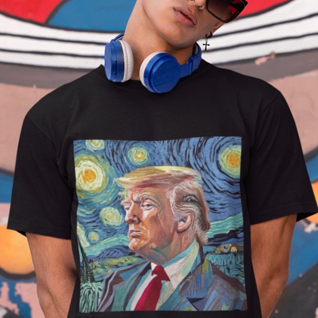 Donald Trump Starry Night Van Gogh Art Style 2024 T-Shirt (trump 2024 shirt, donald trump in van gogh starry night style t-shirt)
