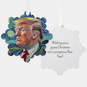Donald Trump Starry Night Van Gogh Art Style 2024 Tree Decoration Card