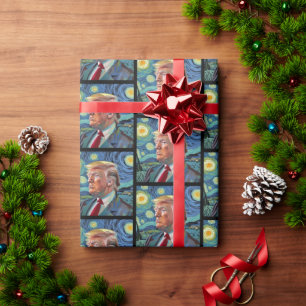 Donald Trump Starry Night Van Gogh Art Style 2024 Wrapping Paper