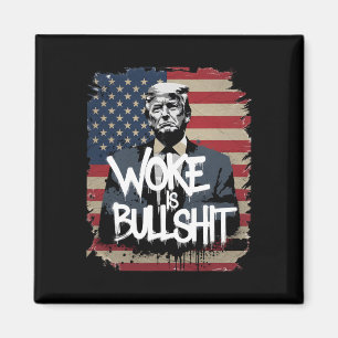Donald Trump Supporter Tee Woke Is Bull Patriotic  Magnet