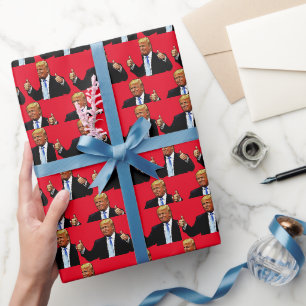 DONALD TRUMP THUMBS UP CHRISTMAS WRAPPING PAPER