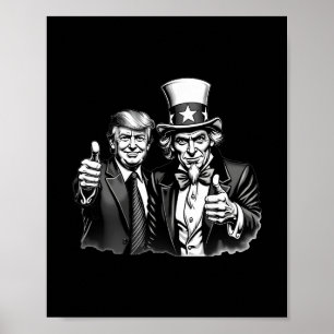 Donald Trump Uncle Sam Selfie Thumbs Up Funny Mens Poster