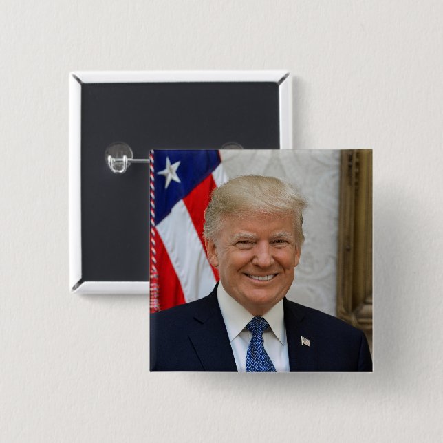 Donald Trump US President White House MAGA 2024  15 Cm Square Badge (Front & Back)