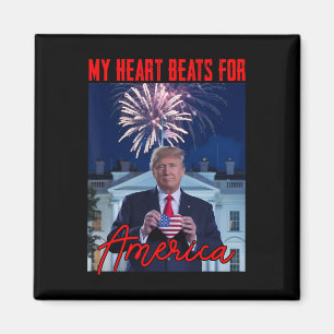 Donald Trump Valentine My Heart Beats For America  Magnet