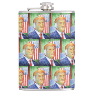 Donald Trump Van Gogh Vinyl Wrapped Flask
