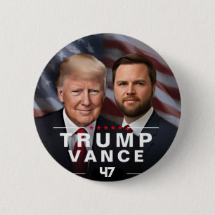 Donald Trump vance 47 election  6 Cm Round Badge