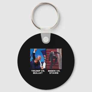Donald Trump Vs Bullet Biden Vs Stairs Funny Trump Key Ring