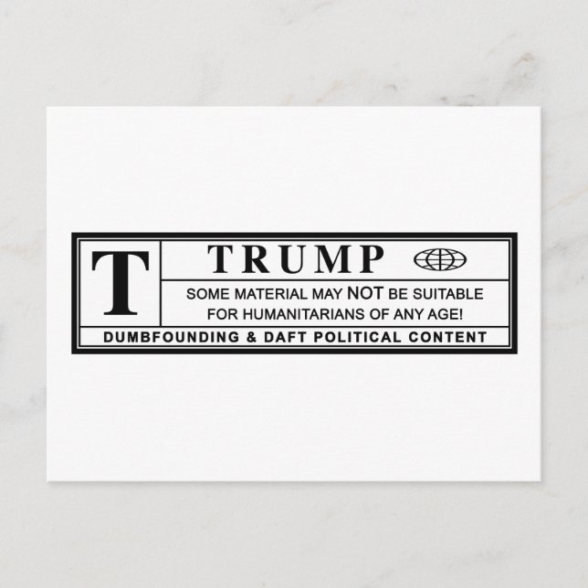 Donald Trump Warning Label Postcard (Front)