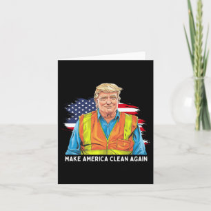Donald Trump Wearing Garbage Worker Vest Make Amer Card