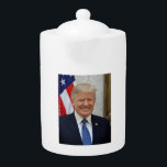 Donald Trump White House President Portrait Teapot<br><div class="desc">Donald J. Trump is the 45th President of the United States. He believes the United States has incredible potential and will go on to exceed even its remarkable achievements of the past. His campaign slogan for President was, “Make America Great Again, ” and that is exactly what he is doing....</div>