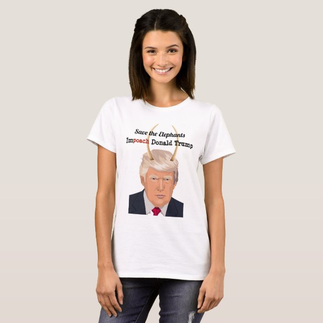 Donald Trump with Elephant Trump Devil Horns T-Shirt (Front Full)