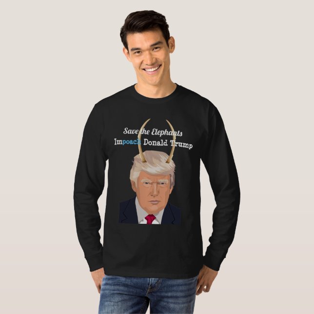 Donald Trump with Elephant Trump Devil Horns T-Shirt (Front Full)