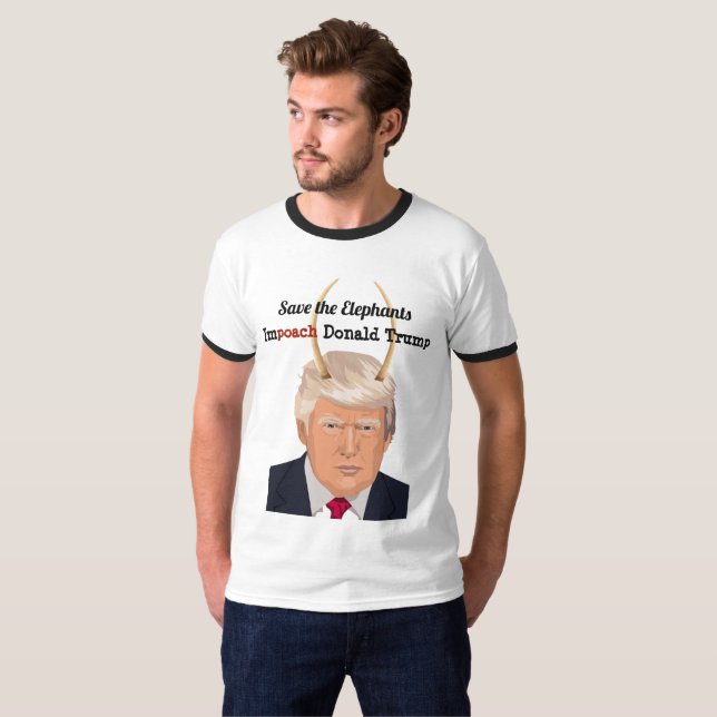 Donald Trump with Elephant Trump Devil Horns T-Shirt (Front Full)
