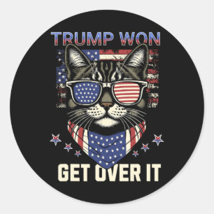Donald Trump Won 2024 Election Cats For Trump Men  Classic Round Sticker