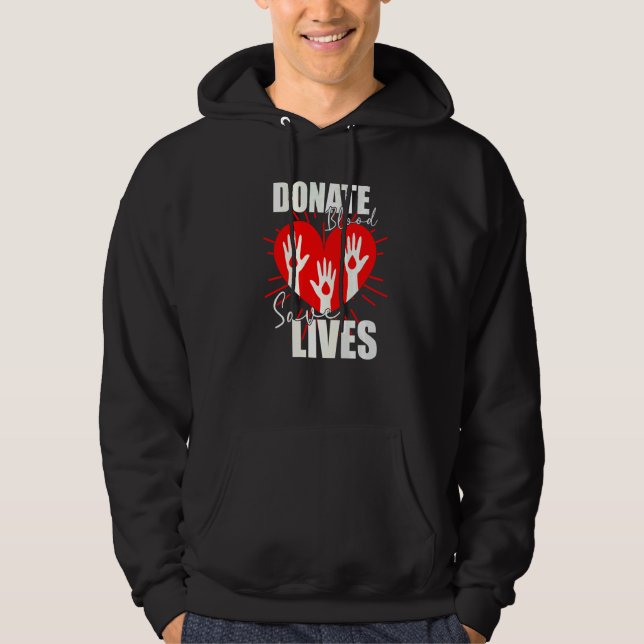 Donate Blood Save Lives  Life Saver Dispenser Bloo Hoodie (Front)
