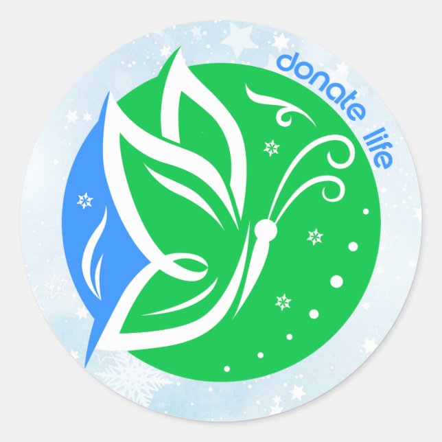 Donate Life Butterfly Donor Awareness Christmas Classic Round Sticker (Front)