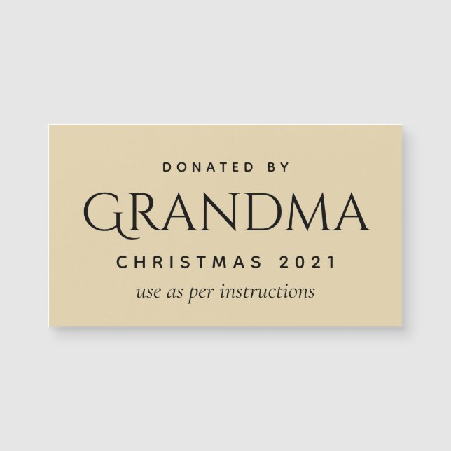 Donated Gift Plaque - Magnetic (Front)